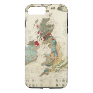 Funda Para iPhone 8 Plus/7 Plus Mapa geológico, paleontológico compuesto