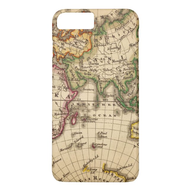 Funda De Case-Mate Para iPhone Mapa grabado del hemisferio del este (Reverso)