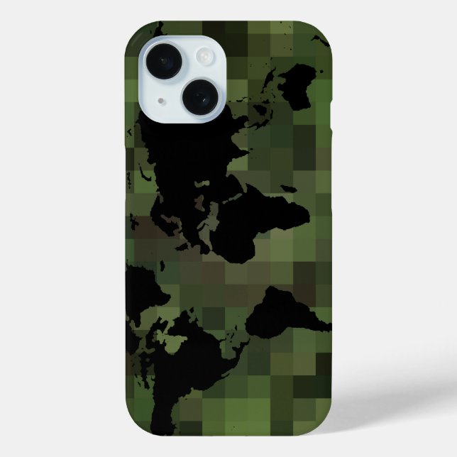 Funda De Case-Mate Para iPhone Mapa gráfico de World Black (Reverso )