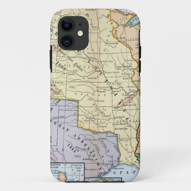 Funda De Case-Mate Para iPhone Mapa: Los E.E.U.U. Expansion, 1905 (Reverso)