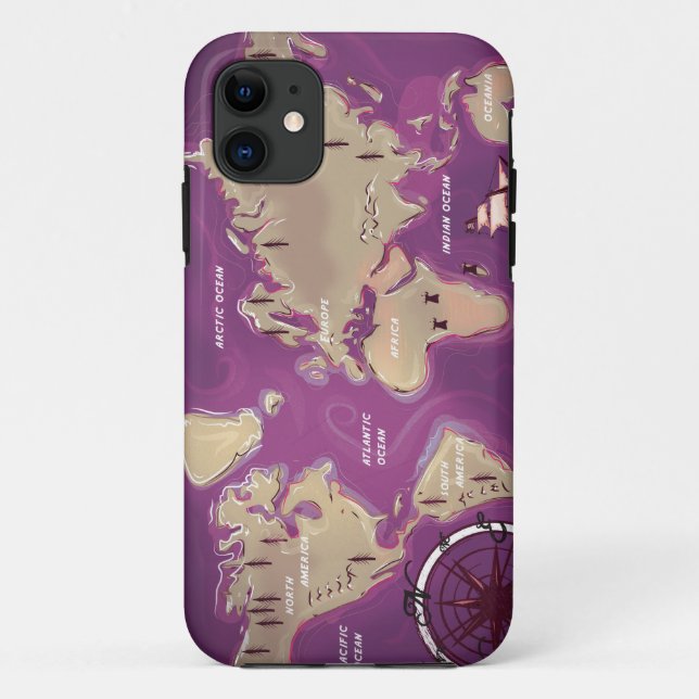 Funda De Case-Mate Para iPhone Mapa mundial (Reverso)