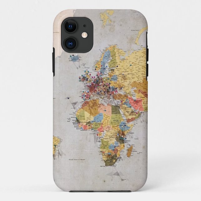 Funda De Case-Mate Para iPhone mapa mundial (Reverso)