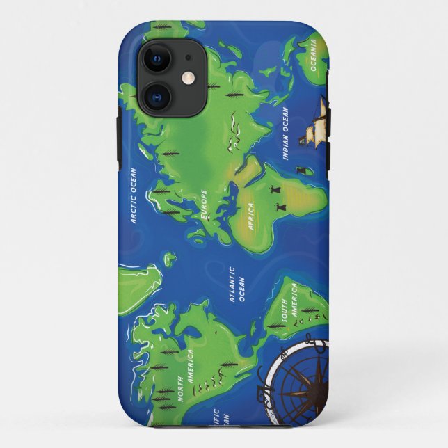 Funda De Case-Mate Para iPhone Mapa mundial (Reverso)