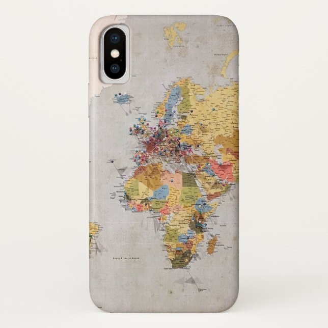 Funda De Case-Mate Para iPhone mapa mundial (Reverso)