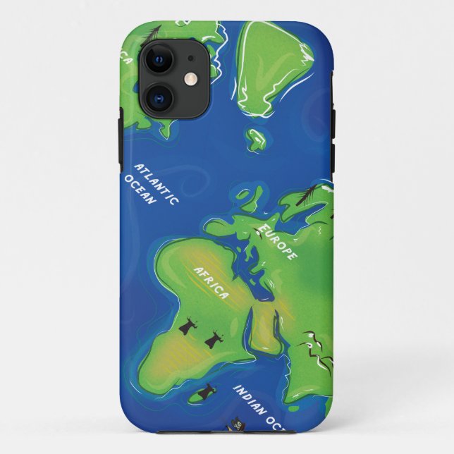 Funda De Case-Mate Para iPhone Mapa mundial (Reverso)