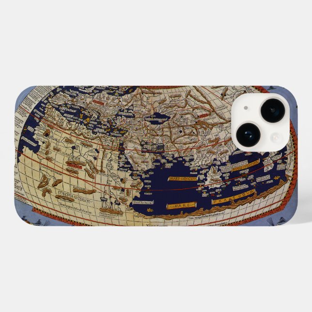 Funda De Case-Mate Para iPhone Mapa Mundial de Antigüedades Ptolémicas, Johannes  (Reverso  (Horizontal))