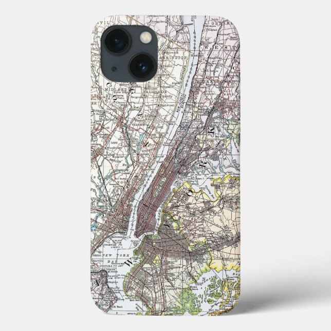 Funda De Case-Mate Para iPhone Mapa: New York-area, 1906 (Reverso)