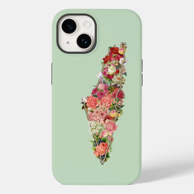 Funda De Case-Mate Para iPhone Mapa único clásico de Palestina floral (Reverso )