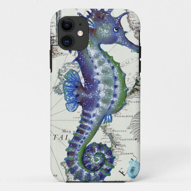Funda De Case-Mate Para iPhone Mapa viejo del Seahorse (Reverso)
