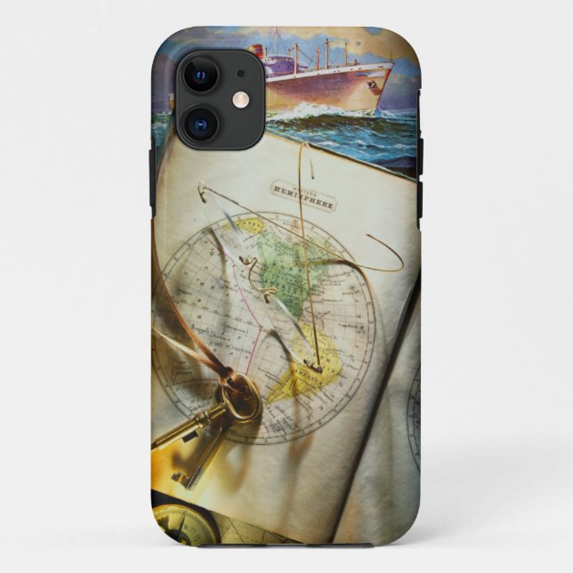 Funda De Case-Mate Para iPhone Mapa y compás (Reverso)