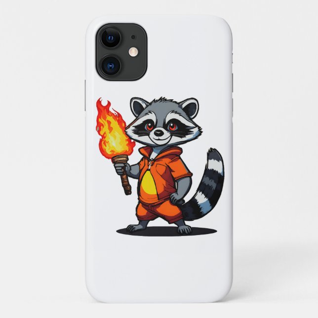 Funda De Case-Mate Para iPhone Mapache con antorcha (Reverso)