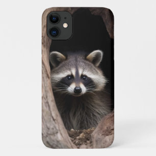 Funda Para iPhone 11 Mapache en cueva de árbol