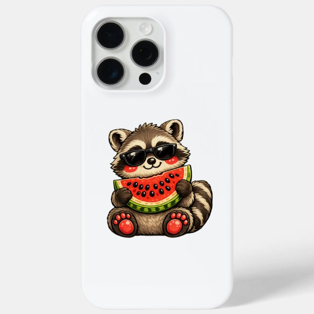 Funda De Case-Mate Para iPhone Mapache Lindo con Sandía (Reverso )