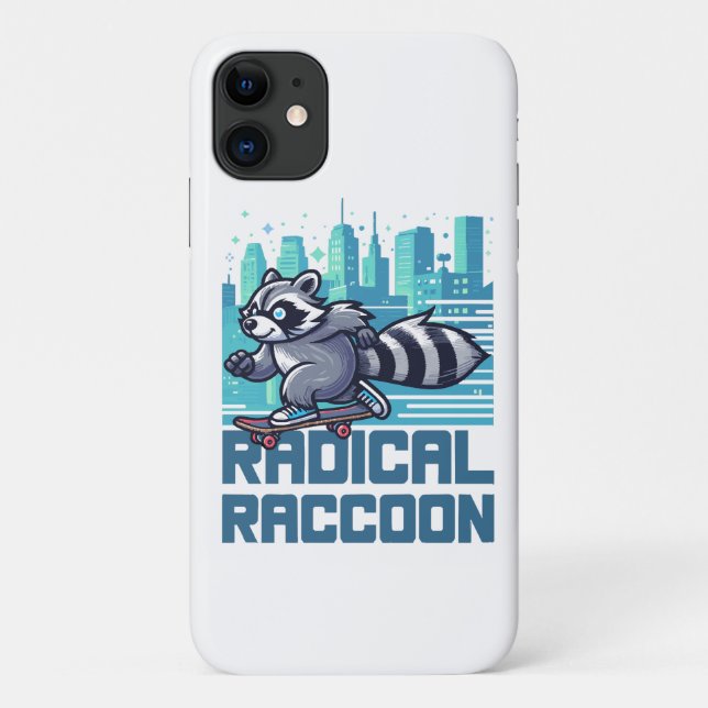 Funda De Case-Mate Para iPhone Mapache Radical Urbano Skateboarder (Reverso)
