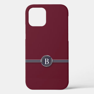 Funda Para iPhone 12 Máquina de escribir Monograma Botón de línea negra