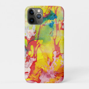 Funda Para iPhone 11 Pro Marble abstracto moderno luce azul amarillo rosado
