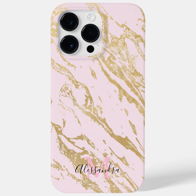 Funda De Case-Mate Para iPhone Marble de oro estético Rubor rosa (Reverso)