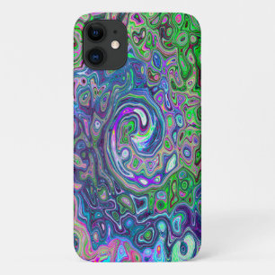 Funda Para iPhone 11 Marble Lime Green y Purple Resumen Swirt Retro