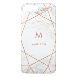 Funda Para iPhone 8 Plus/7 Plus Marble Look con falso patrón geométrico de oro Ros