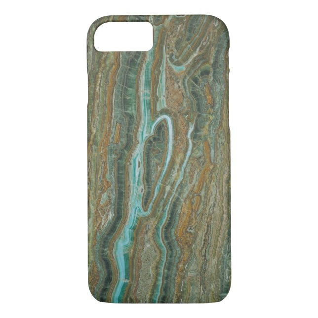 Funda De Case-Mate Para iPhone Marble marrón claro acentos azules (Reverso)