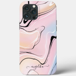 Funda Para iPhone 13 Pro Max Marble Ombre Nombre personalizado