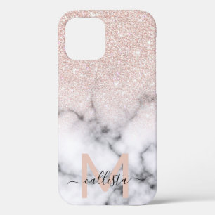 Funda Para iPhone 12 Marble Ombre Purpurina de oro Rosa espumoso