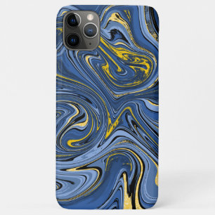 Funda Para iPhone 11 Pro Max Marble Resumen Swirls Blue Black Yellow Purpurina