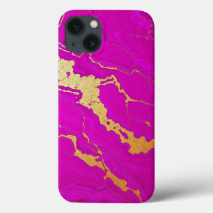 Funda Para iPhone 13 Marble rosa y oro glamoroso