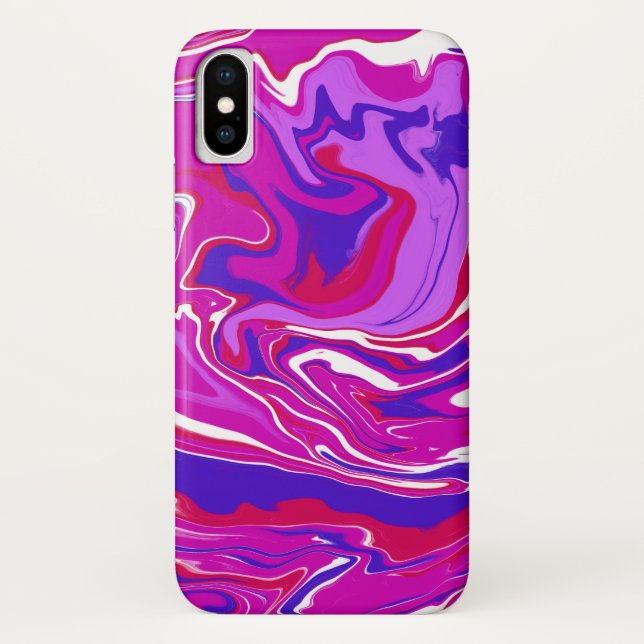 Funda De Case-Mate Para iPhone Marble rosa y púrpura nadando (Reverso)