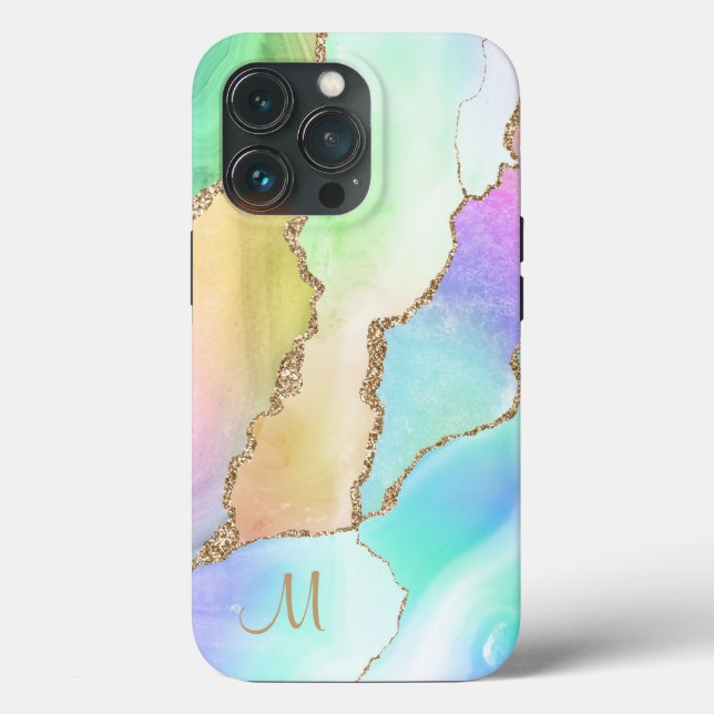 Funda De Case-Mate Para iPhone Marble Trendy Agate Pastel (Reverso )