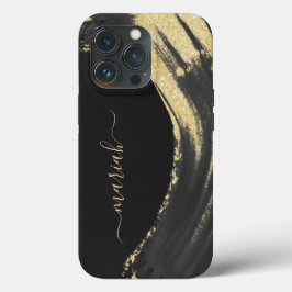 Funda Para iPhone 13 Pro Marble Trendy Elegant Gold Purpurina Geode