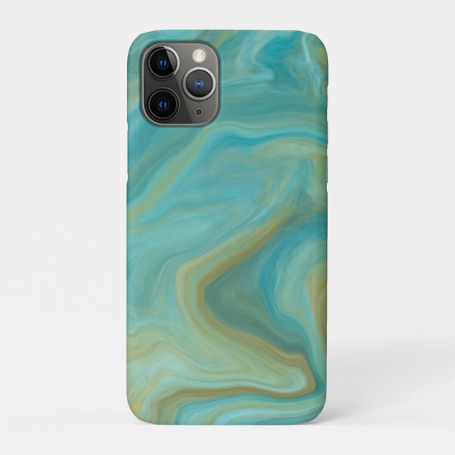 Funda De Case-Mate Para iPhone Marble verde azulado y Sandy Swirls Marble Art (Reverso)