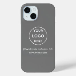 Funda Para iPhone 15 Marca de logotipo de negocios gris personalizado