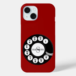 Funda Para iPhone 15 Marcado rotativo vintage (rojo)