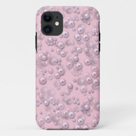 Funda Para iPhone 11 Marcadores de perlas blancas en terciopelo rosa