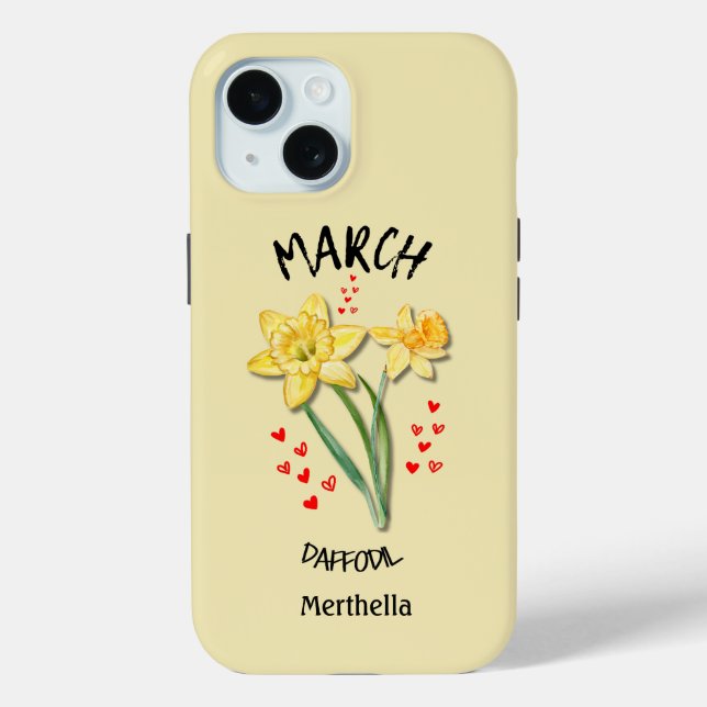 Funda De Case-Mate Para iPhone MARCHA Amarilla Nacimiento Mes Flor Nombre persona (Reverso )