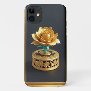 Funda Para iPhone 11 Marco Dorado Ornamental con Motivo Floral