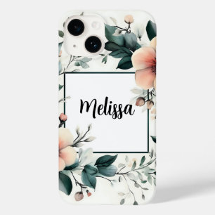 Funda Para iPhone 14 De Case-Mate Marco floral personalizado, diseño de acuarela