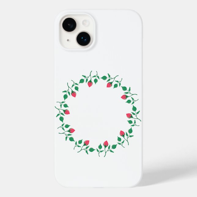 Funda De Case-Mate Para iPhone Marco redondo floral con flores rosadas (Reverso )