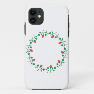 Funda Para iPhone 11 Marco redondo floral con flores rosadas