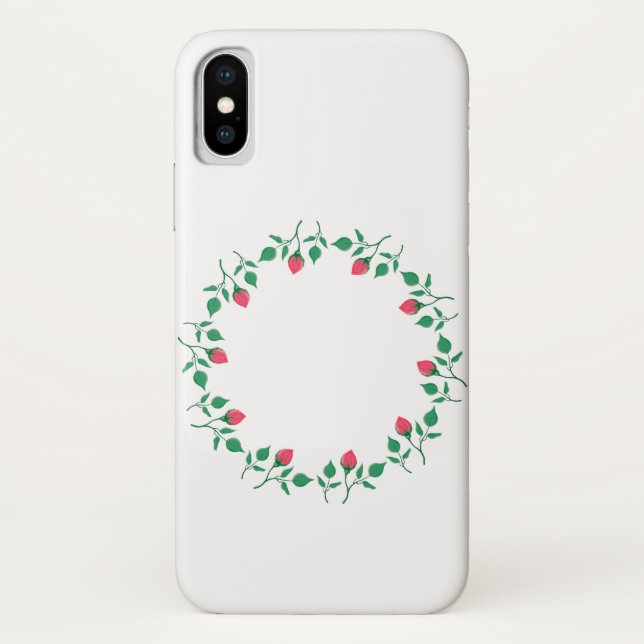 Funda De Case-Mate Para iPhone Marco redondo floral con flores rosadas (Reverso)