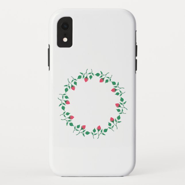 Funda De Case-Mate Para iPhone Marco redondo floral con flores rosadas (Reverso)