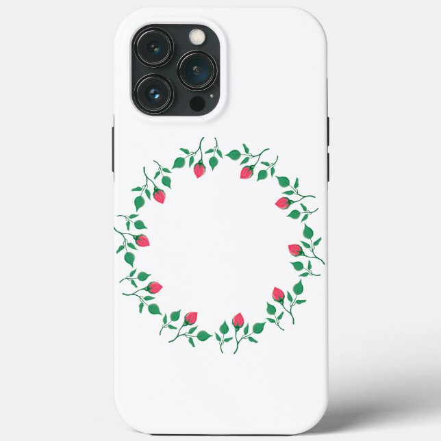 Funda De Case-Mate Para iPhone Marco redondo floral con flores rosadas (Reverso )