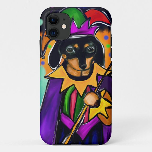FUNDA DE Case-Mate PARA iPhone MARDI GRAS DACHSHUND (Reverso)