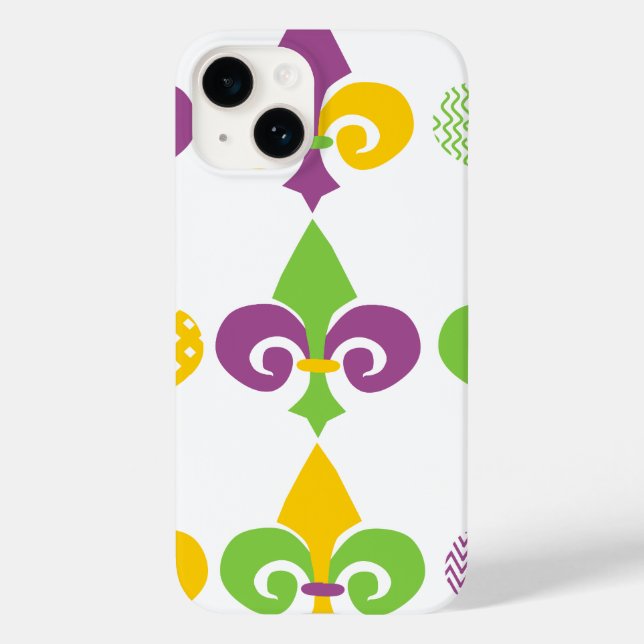 Funda De Case-Mate Para iPhone Mardi Gras Fleur de Lis (Reverso )