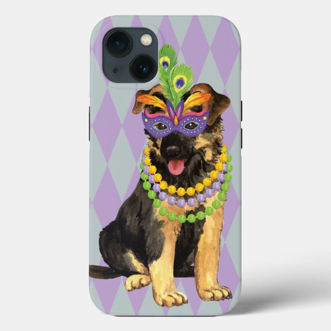 Funda De Case-Mate Para iPhone Mardi Gras German Shepherd (Reverso )