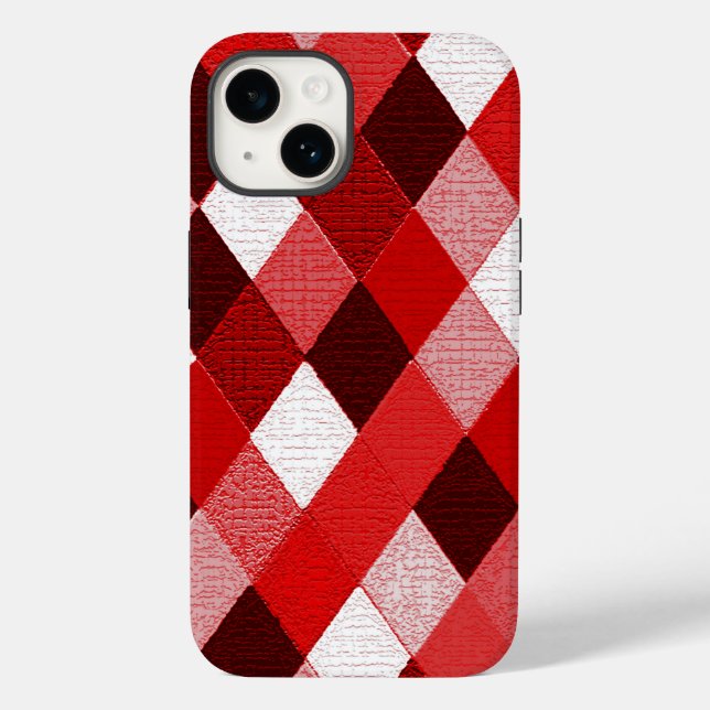 Funda De Case-Mate Para iPhone MARDI GRAS HARLEQUIN PATRÓN ROJO Rhombi blanco ros (Reverso )