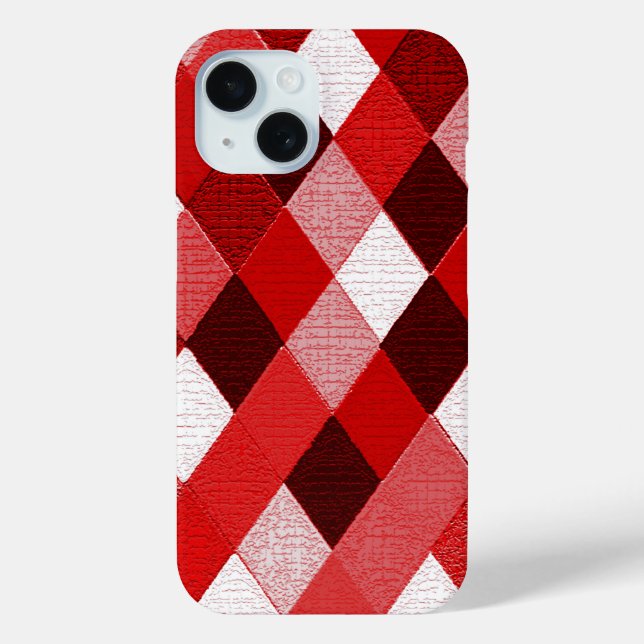 Funda De Case-Mate Para iPhone MARDI GRAS HARLEQUIN PATRÓN ROJO Rhombi blanco ros (Reverso )