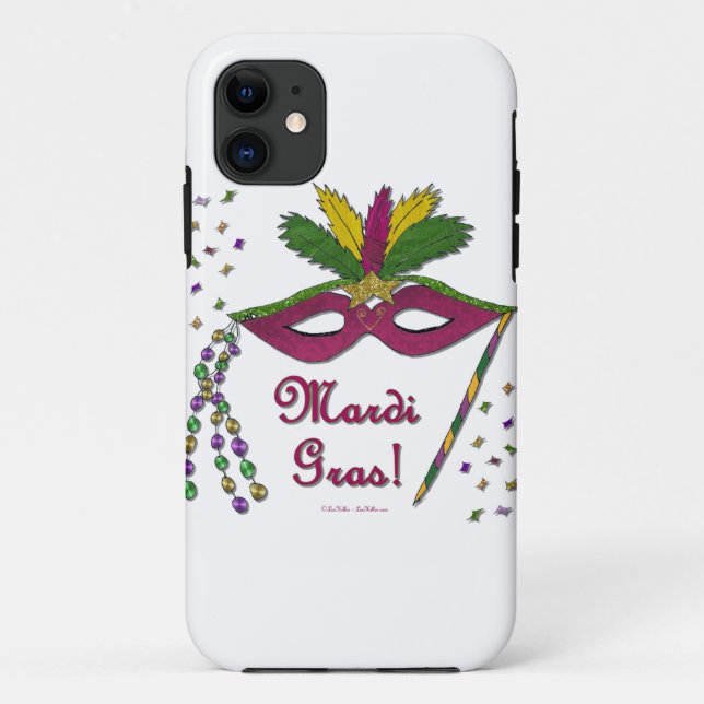 Funda De Case-Mate Para iPhone Mardi Gras Mask Feather Beather (Reverso)
