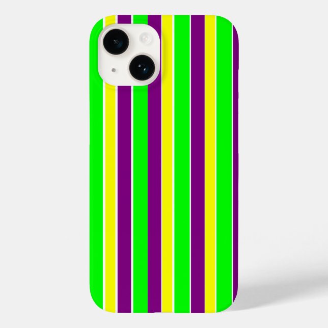 Funda De Case-Mate Para iPhone Mardi Gras Stripes (Reverso )